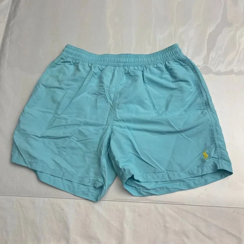 Polo Ralph Lauren Swim Trunks Aqua Yellow Pony Resort Vacation